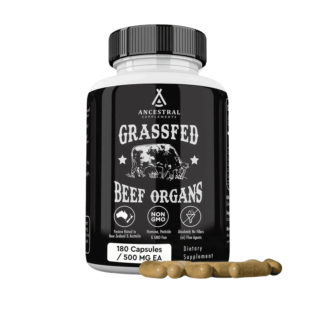 pickmy | Grass Fed Beef Organs – Ancestral Supplements, 180 capsules – Комплекс из пяти органов говядины — для энергии, иммунитета, пищеварения и общего оздоровления.